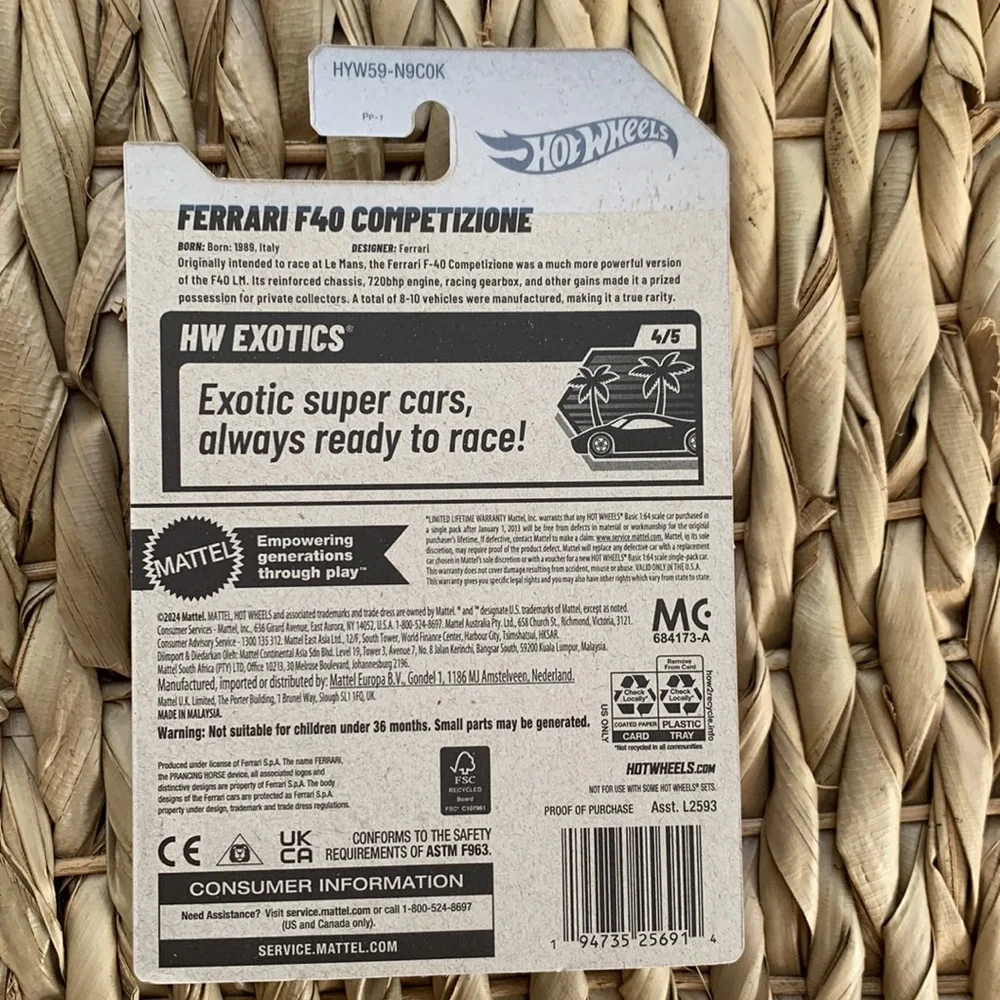 Hot Wheels Ferrari F40 Competizione Red Car Mattel HW Exotics 2025 New Hotwheels